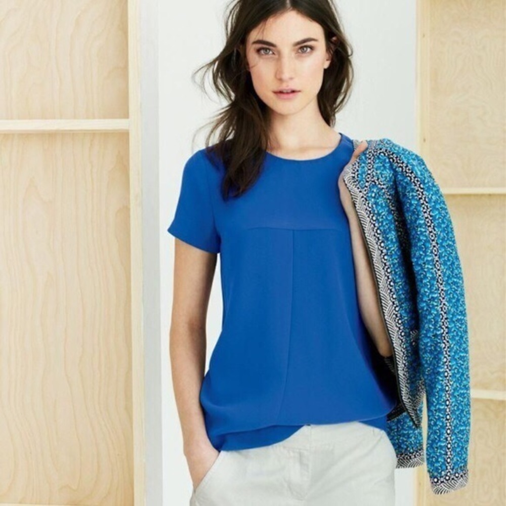 J. Crew matte crepe top in blue
